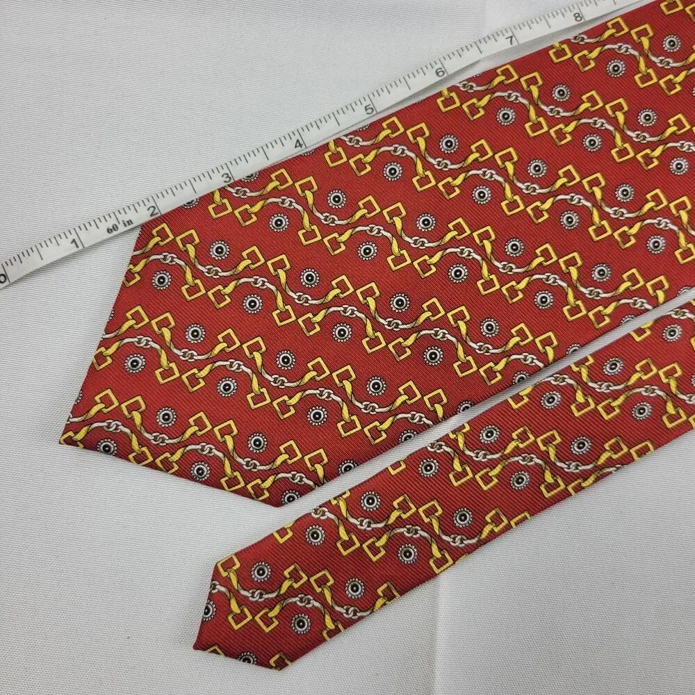 BIJOUX TERNER Red Horsebit 100% Silk Neck Tie 62